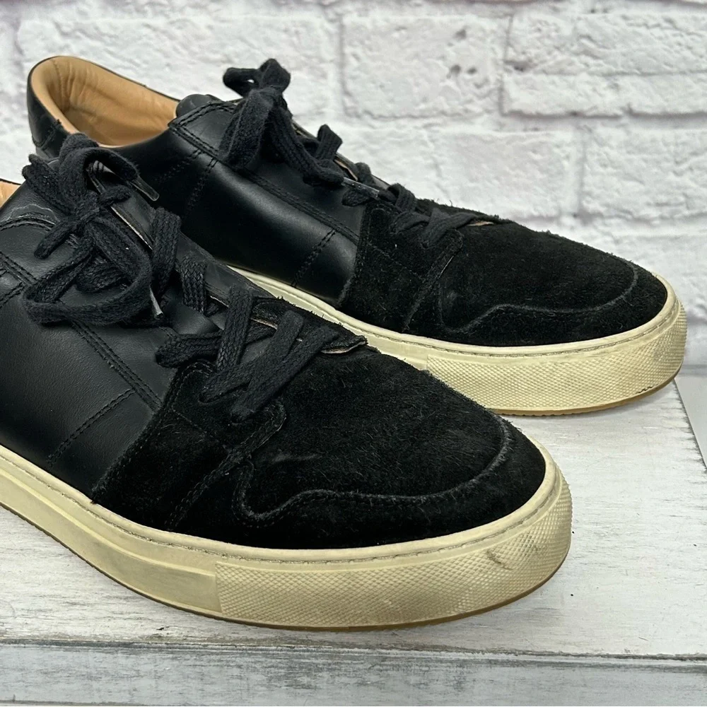 Greats Brooklyn Court Sneaker in Black Dark Shadow Leather